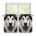 Hand Drawn Alaskan Malamute Print Tier Curtains