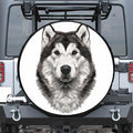 Hand Drawn Alaskan Malamute Print Tire Cover