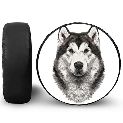 Hand Drawn Alaskan Malamute Print Tire Cover