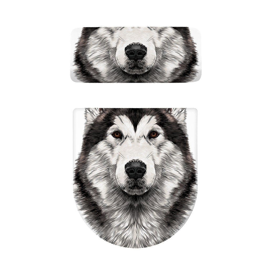 Hand Drawn Alaskan Malamute Print Toilet Lid And Tank Cover Set
