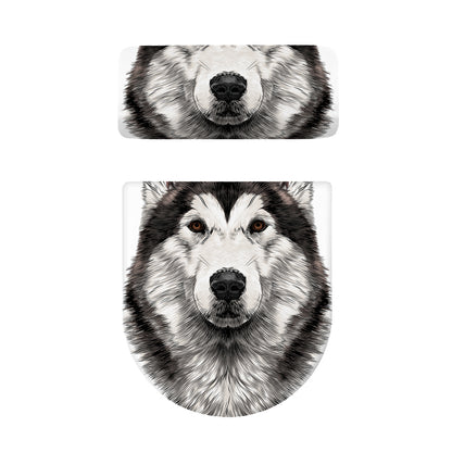 Hand Drawn Alaskan Malamute Print Toilet Lid And Tank Cover Set