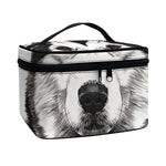 Hand Drawn Alaskan Malamute Print Travel Makeup Bag