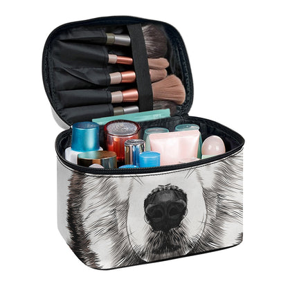 Hand Drawn Alaskan Malamute Print Travel Makeup Bag