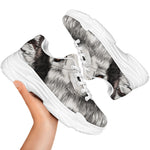 Hand Drawn Alaskan Malamute Print White Chunky Shoes