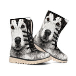 Hand Drawn Alaskan Malamute Print Winter Boots