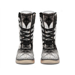 Hand Drawn Alaskan Malamute Print Winter Boots