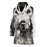 Hand Drawn Alaskan Malamute Print Women's Bathrobe