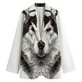 Hand Drawn Alaskan Malamute Print Women's Blazer