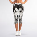 Hand Drawn Alaskan Malamute Print Women's Capri Leggings