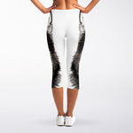 Hand Drawn Alaskan Malamute Print Women's Capri Leggings