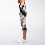 Hand Drawn Alaskan Malamute Print Women's Capri Leggings