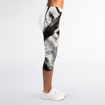 Hand Drawn Alaskan Malamute Print Women's Capri Leggings
