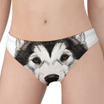 Hand Drawn Alaskan Malamute Print Women's Panties