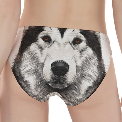 Hand Drawn Alaskan Malamute Print Women's Panties