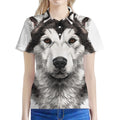 Hand Drawn Alaskan Malamute Print Women's Polo Shirt