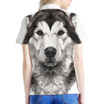 Hand Drawn Alaskan Malamute Print Women's Polo Shirt