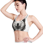 Hand Drawn Alaskan Malamute Print Women's Sports Bra