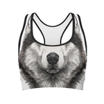 Hand Drawn Alaskan Malamute Print Women's Sports Bra