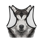 Hand Drawn Alaskan Malamute Print Women's Sports Bra