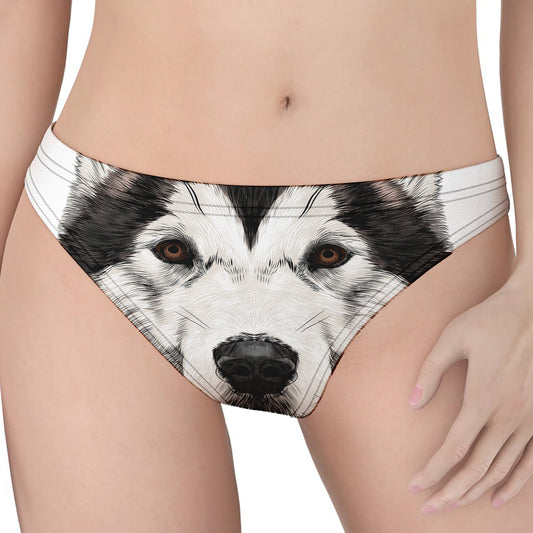 Hand Drawn Alaskan Malamute Print Women's Thong