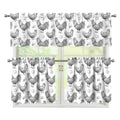 Hand Drawn Chicken Pattern Print 3 Piece Kitchen Curtains