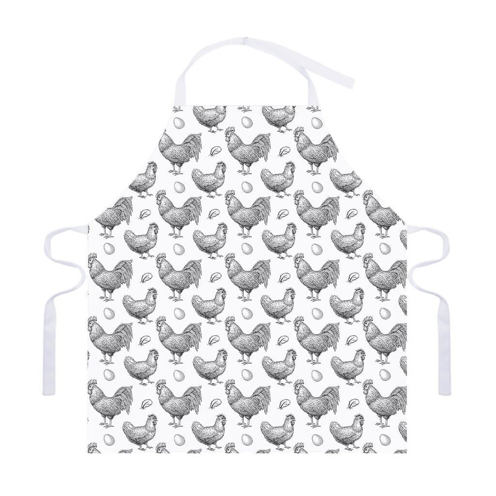 Hand Drawn Chicken Pattern Print Adjustable Apron