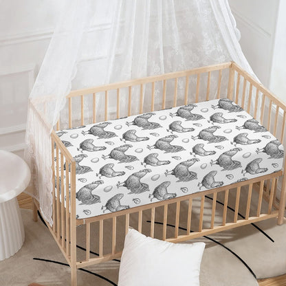 Hand Drawn Chicken Pattern Print Baby Crib Sheet