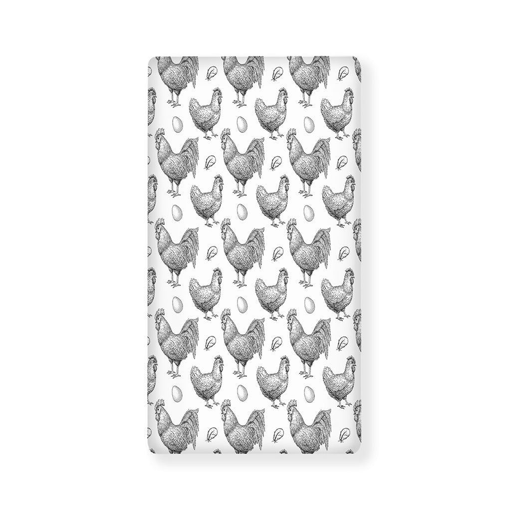 Hand Drawn Chicken Pattern Print Baby Crib Sheet