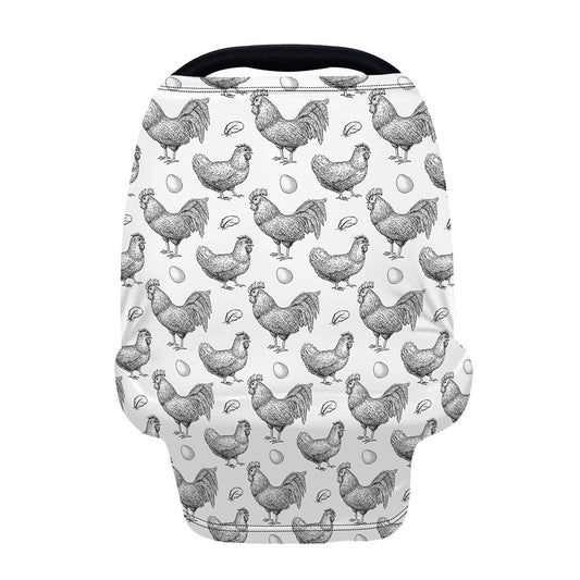 Hand Drawn Chicken Pattern Print Baby Seat Cover