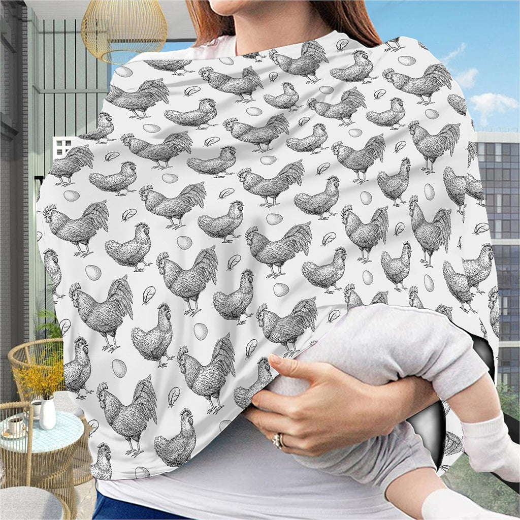 Hand Drawn Chicken Pattern Print Baby Seat Cover