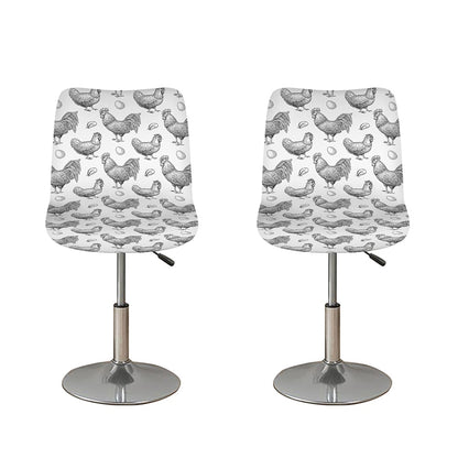 Hand Drawn Chicken Pattern Print Bar Stool Covers