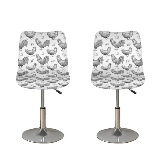 Hand Drawn Chicken Pattern Print Bar Stool Covers