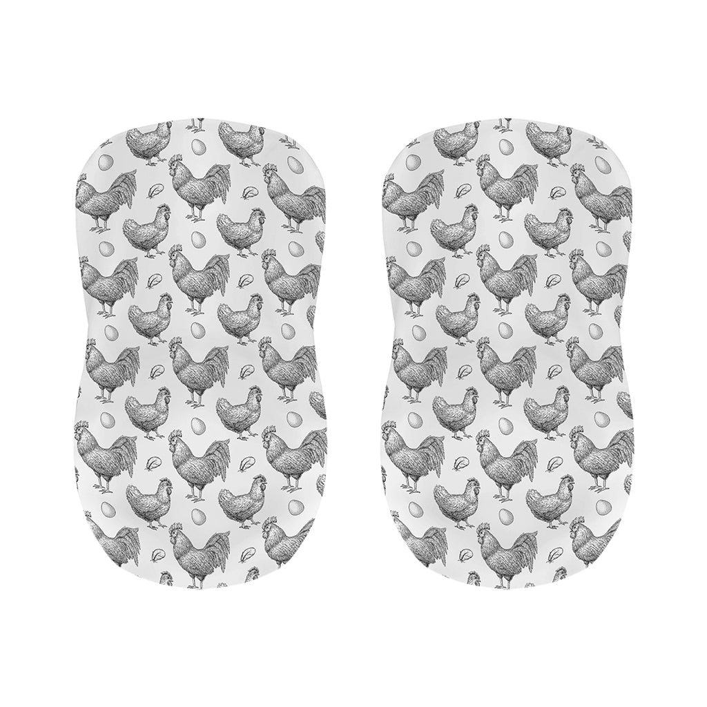 Hand Drawn Chicken Pattern Print Bar Stool Covers