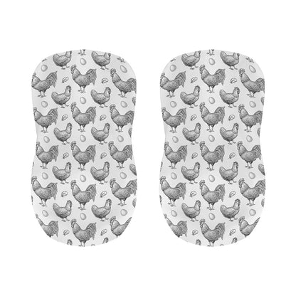 Hand Drawn Chicken Pattern Print Bar Stool Covers