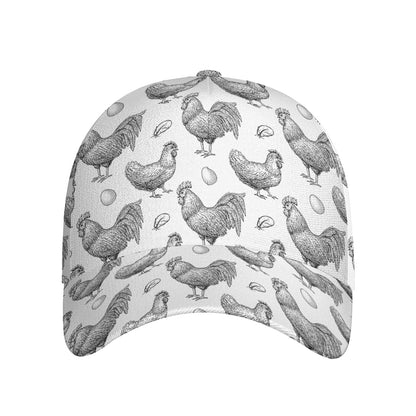 Hand Drawn Chicken Pattern Print Baseball Cap