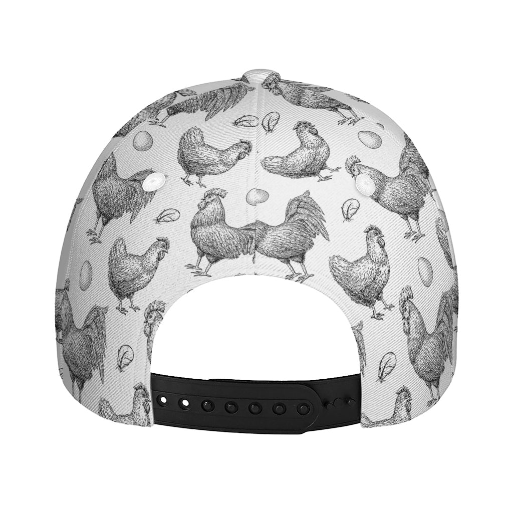 Hand Drawn Chicken Pattern Print Baseball Cap