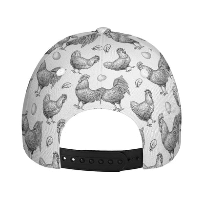 Hand Drawn Chicken Pattern Print Baseball Cap