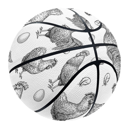 Hand Drawn Chicken Pattern Print Basketball
