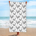 Hand Drawn Chicken Pattern Print Beach Towel