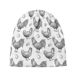Hand Drawn Chicken Pattern Print Beanie