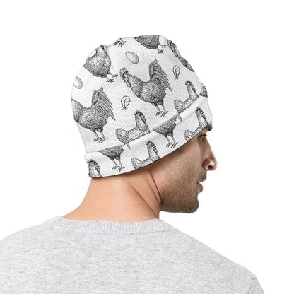 Hand Drawn Chicken Pattern Print Beanie