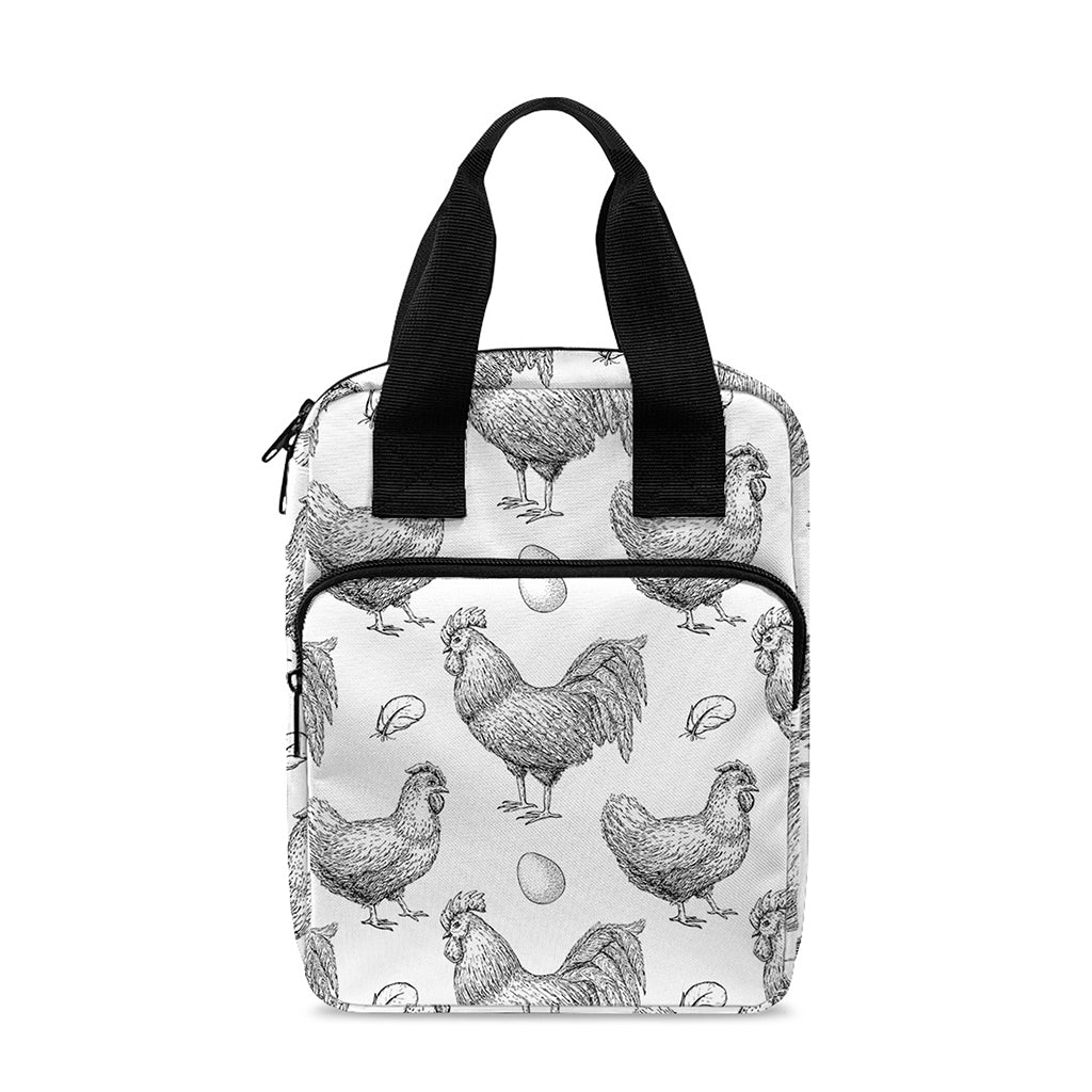 Hand Drawn Chicken Pattern Print Bible Tote Bag