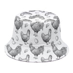 Hand Drawn Chicken Pattern Print Bucket Hat