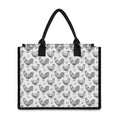 Hand Drawn Chicken Pattern Print Canvas Tote Bag