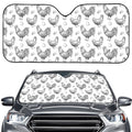 Hand Drawn Chicken Pattern Print Car Windshield Sun Shade