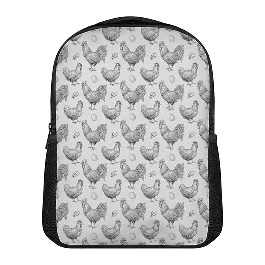 Hand Drawn Chicken Pattern Print Casual Backpack