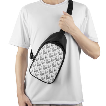 Hand Drawn Chicken Pattern Print Chest Bag