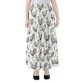 Hand Drawn Chicken Pattern Print Chiffon Maxi Skirt