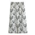 Hand Drawn Chicken Pattern Print Cotton Front Slit Maxi Skirt