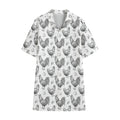 Hand Drawn Chicken Pattern Print Cotton Hawaiian Shirt